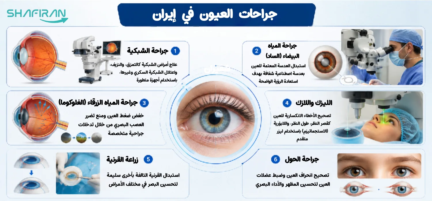 ما أنواع عمليات العين المتوفرة في إيران