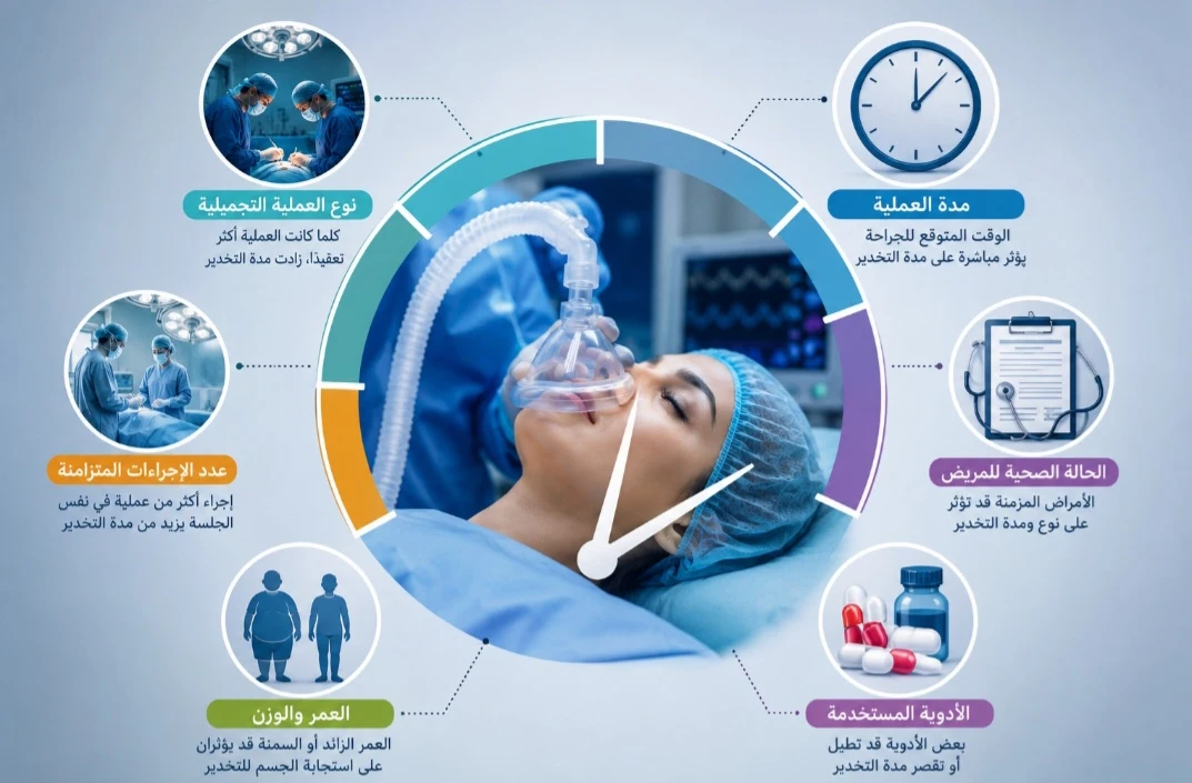 ما العوامل التي تحدد مدة التخدير في عمليات التجميل