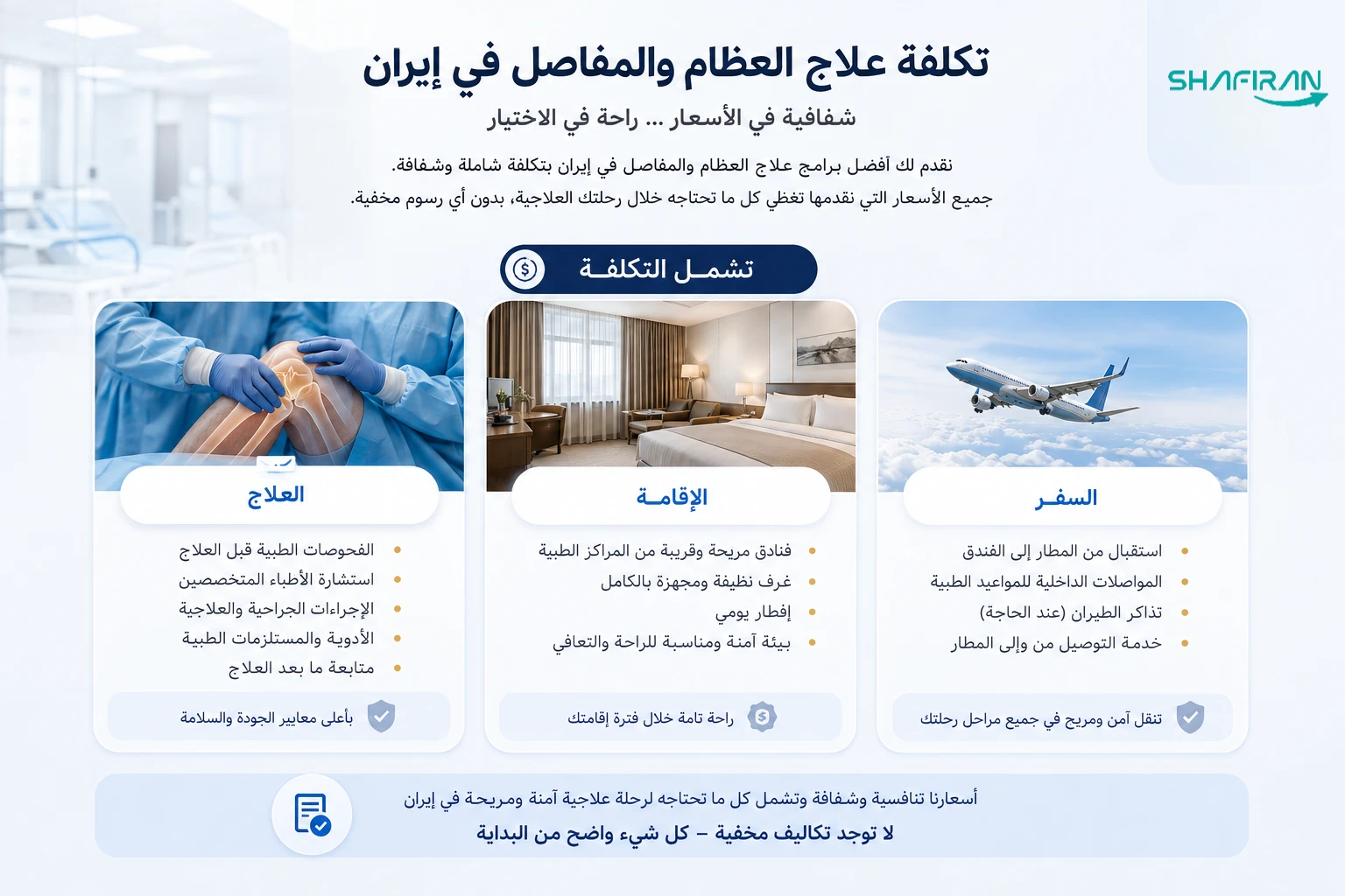 تكاليف العلاج العظام والمفاصل في إيران